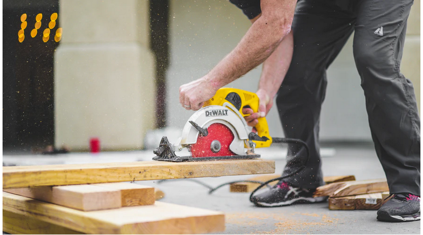 miter saw in use